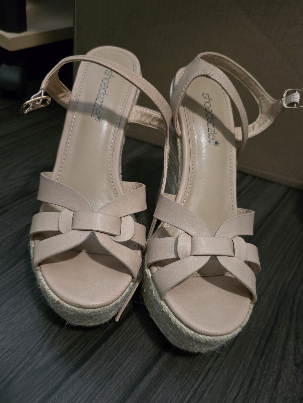 Woven Wedge Nude Sandals